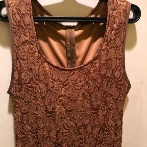 Lace Women’s Dress Lined Sleevless Tan Size 3XL